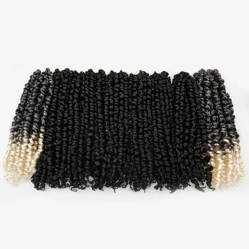 Miniatura 31 de Paquete de 8 paquetes de cabello de ganchillo Passion Twist de 6 pulgadas, rizos bohemios pretrenzados previamente trenzados, negro natural 1B