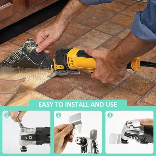 Miniatura 6 de 15 cuchillas de raspador oscilantes para quitar calafatear, sellador adhesivo, pintura, cuchillas oscilantes multiherramienta compatibles