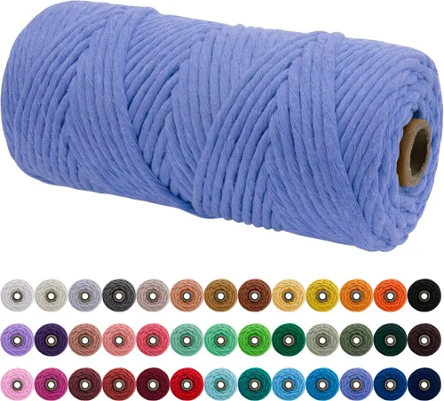 Miniatura 41 de JeogYong Cordón de macramé de un solo hilo 2mm x 164 yardas (492 pies) Cuerda de algodón suave, hilo de macramé 2 mm, suministros de macramé