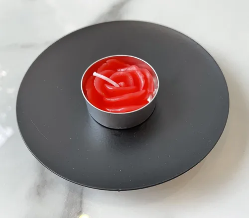 Miniatura 6 de Velas de té de rosa, 12 piezas hechas a mano delicadas velas de flores con 100 pétalos de rosa de seda, mini discos de vela para bodas, Rojo