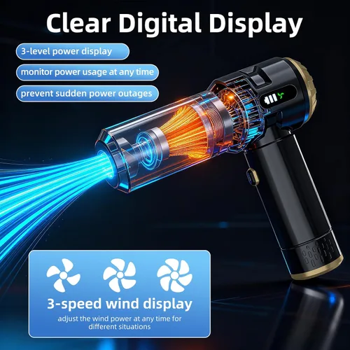 Miniatura 3 de Sycoodeal Aspiradora de mano para automóvil, 25000 PA, fuerte succión ciclónica, portátil, mini aspiradora inalámbrica con pantalla digital, ligera