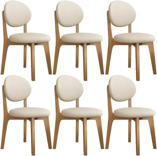 Miniatura 84 de YVYKFZD Juego de sillas de comedor, sillas de cocina de madera maciza, silla de comedor de granja con respaldo curvo, silla tapizada de cuero