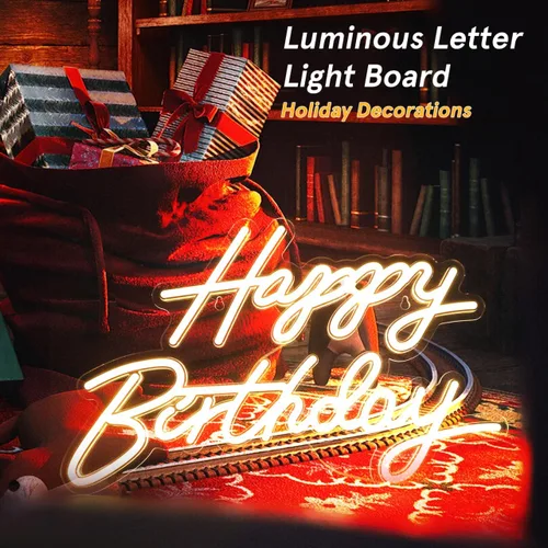 Miniatura 8 de LALAFINA Letreros de neón con luces LED de neón para decoración de telón de fondo de cumpleaños, cualquier edad, decoración de celebración