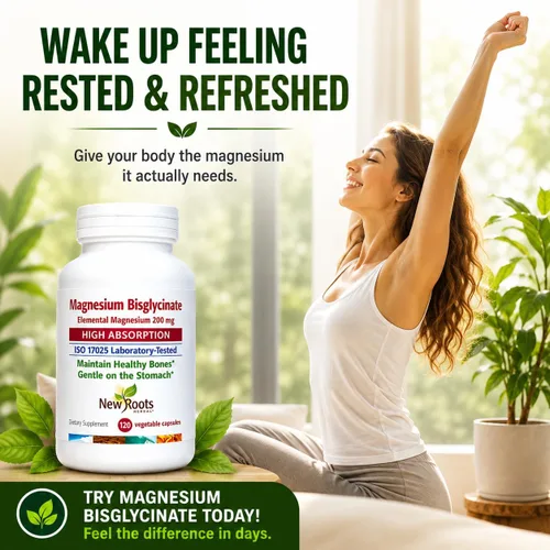 Miniatura 9 de New Roots Herbal Bisglicinato de magnesio, 120 cápsulas de suministro para 120 días, 200 mg de magnesio elemental para dormir, corazón, función