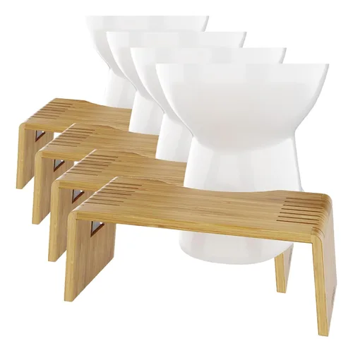Miniatura 12 de Taburete de inodoro plegable Squatty Potty Oslo de bambú – 7 pulgadas, taburete de baño plegable para niños y adultos – Marrón, portátil y que