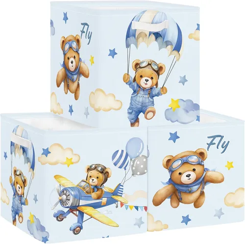 Clastyle 3 unidades de almacenamiento de cubos de animales de ensueño, caja plegable Kallax para estantes, cestas de almacenamiento para padres, Oso