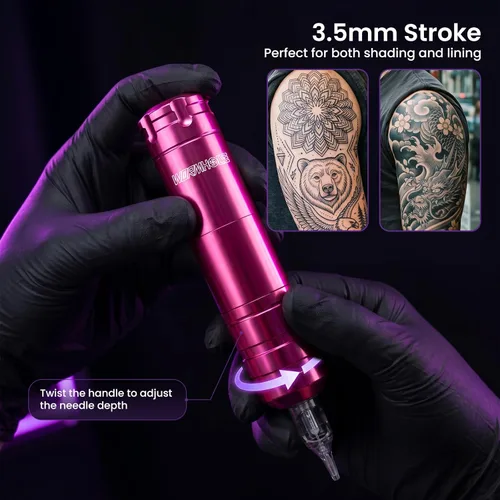 Miniatura 4 de Wormhole Tattoo Kit para principiantes Kit completo de máquina de tatuaje rotativa con 11 piezas de tinta de tatuaje, 10 agujas de cartucho, fuente