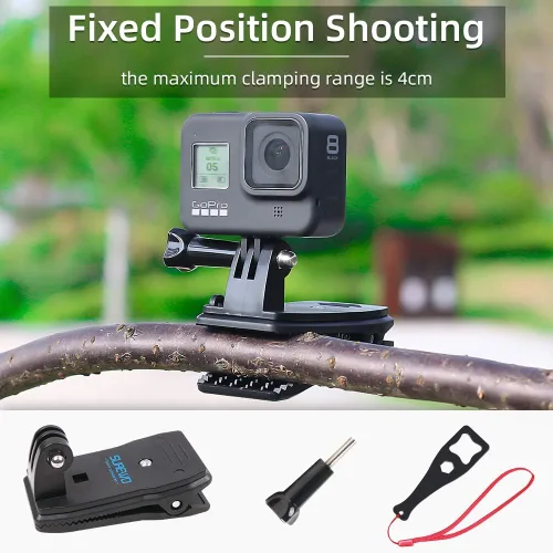 Miniatura 5 de Soporte de correa de mochila con clip rápido compatible con Gopro Hero 11/10/9/8/7/6 (2018)/5 Negro, DJI Osmo Action y más