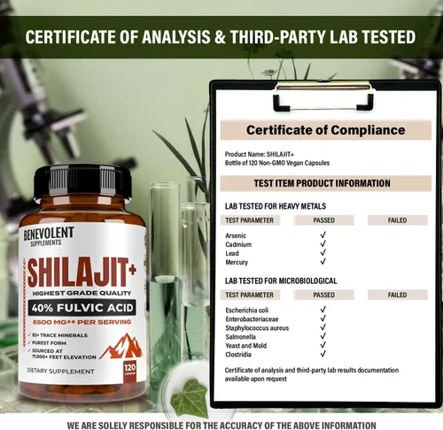 Miniatura 8 de Shilajit de 6,500 mg para hombres y mujeres con 40% de ácido fúlvico (alta absorción) Cápsulas de suplemento Shilajit con más de 85 minerales