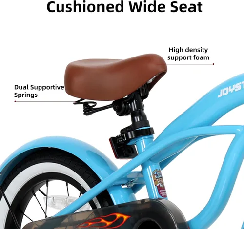 Miniatura 4 de JOYSTAR Bicicleta de crucero para niños de 12, 14 y 16 pulgadas, para niños de 2 a 7 años, bicicleta para niños con ruedas de entrenamiento, freno