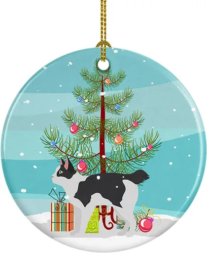Miniatura 210 de Caroline's Treasures Adorno de cerámica con texto en inglés "Merry Christmas" para colgar en el árbol de Navidad, decoración para el hogar, Navidad