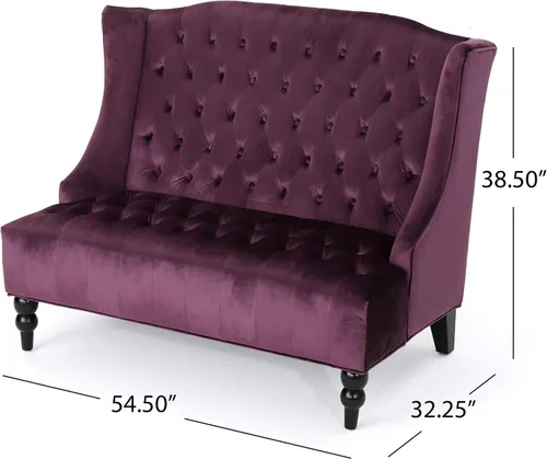 Miniatura 11 de Christopher Knight Home GDFStudio Leona Modern Glam - Sofá biplaza de terciopelo copetudo, pasas y marrón oscuro