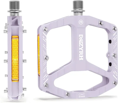 Miniatura 11 de MZYRH Pedales de bicicleta de montaña, pedales MTB, 9/16 pulgadas, antideslizantes, ligeros, de aleación de aluminio, pedales de bicicleta