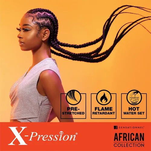 Miniatura 4 de Sensationnel X-Pression - Trenza de cabello preestirada para trenzado - 2 trenzas de 48 pulgadas, toda de kanekalon ignífugo sintético para trenzas
