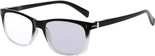 Eyekepper Gafas de lectura de transición para lectores fotocrómicos para hombre y mujer, negro-transparente +0.75