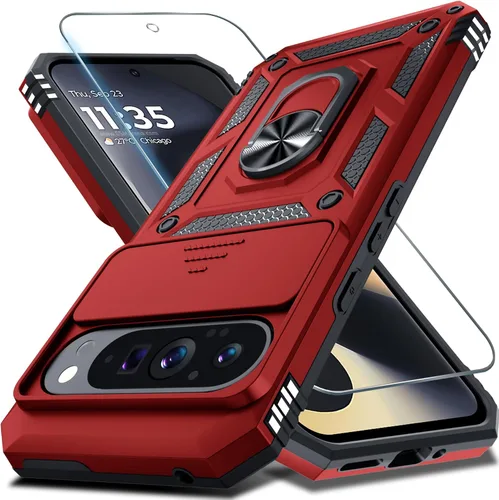 Miniatura 38 de Janmitta - Funda compatible con Google Pixel 9 Pro XL con cubierta deslizante para lente de cámara incorporada + protector de pantalla + soporte