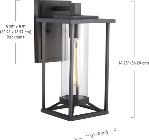 Miniatura 2 de Minka Lavery Farmhouse 72472-66 Trescott - Farol de pared exterior para exteriores, 1 luz de 60 vatios, color negro