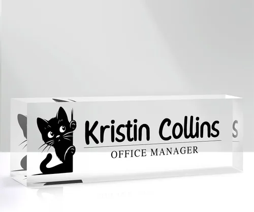 Miniatura 31 de Placa de nombre personalizada para escritorio, placa de nombre personalizada en cristal acrílico transparente, regalos de agradecimiento para Tinta