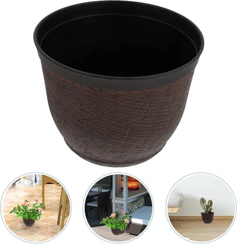 Miniatura 6 de YARNOW Jardineras de barril de madera, maceta rústica, maceteros de flores, cajas de barriles de madera, maceta de flores, caja de contenedores