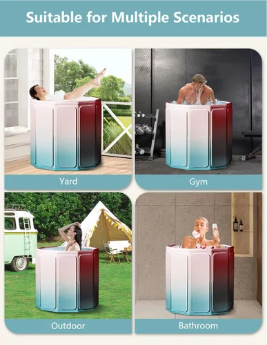 Miniatura 7 de Bañera portátil para adultos, bañera plegable independiente para ducha, bañera de hielo caliente con espuma térmica gruesa para mantener
