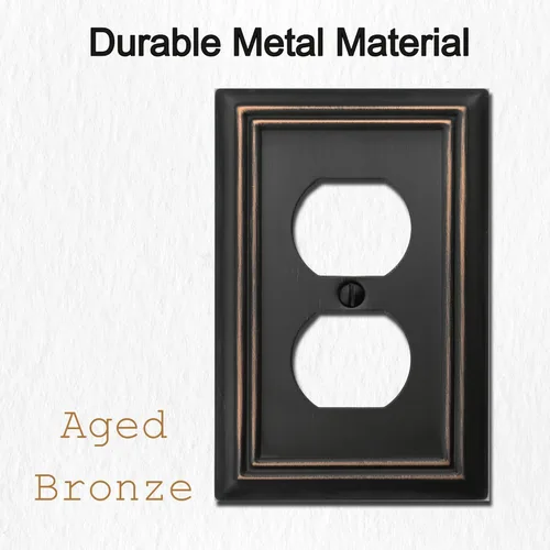 Miniatura 3 de OKAWYC Cubierta de Interruptor de Luz de Tomacorriente Dúplex Individual Placa de Pared de Metal Adler, Paquete de 4 Bronce Envejecido 1 Gang