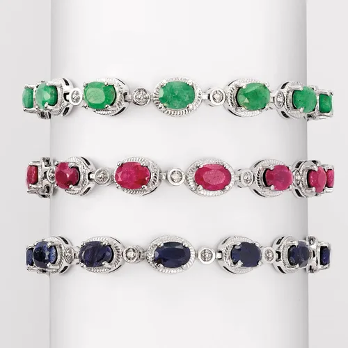 Miniatura 4 de Ross-Simons 9.10 ct. t.w. Sapphire Bracelet With Diamond Accents in Sterling Silver