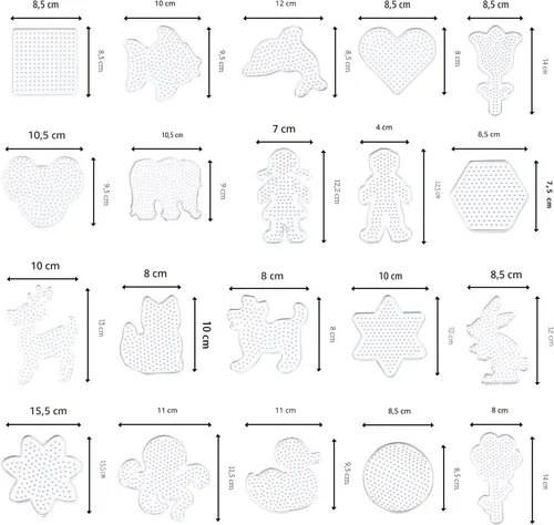 Miniatura 2 de 20 piezas de 5 mm de tableros de cuentas de fusibles, tableros de clavijas de plástico transparente con forma de animales, bandeja de manualidades