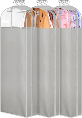Miniatura 12 de MISSLO Bolsas de ropa transparentes de 32 pulgadas para colgar ropa, bolsas de traje reforzadas de 10 pulgadas para almacenamiento de armario, funda
