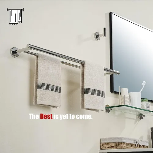 Miniatura 5 de JQK Toallero cromado, 27 pulgadas, acero inoxidable 304 de grosor de 0.031 in, doble toallero para baño, toallero cromado pulido, montaje en pared