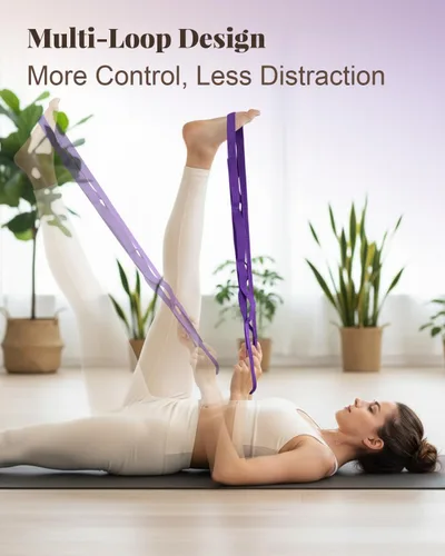 Miniatura 3 de Trideer Stretching Strap with Loops & Leg Lifter, Non-Elastic PT-Style Physical Therapy Strap for Knee Replacement Rehab, Hamstring, Calf & Back