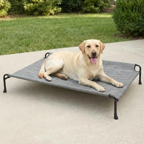 Miniatura 10 de Veehoo Cama para perros al aire libre, camas elevadas para perros grandes, cama elevada para perros con reposacabezas, cuna refrescante lavable
