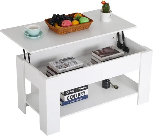 Miniatura 9 de Mesa de centro elevable con compartimento oculto y almacenamiento, mesas de centro elevables de madera moderna para sala de estar y sala