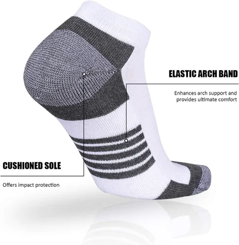Miniatura 3 de COOVAN 10 pares de calcetines tobilleros para hombre, paquete de 10 unidades, de corte bajo, cómodos, acolchados, calcetines casuales