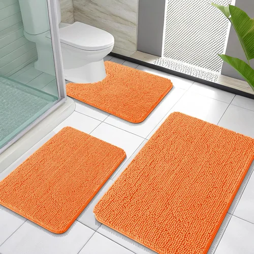 Miniatura 98 de OLANLY Juego de Alfombras de Baño de 3 Piezas, Tapetes de Baño de Chenilla Suave y Absorbente y Alfombra de Contorno en Forma de U para Inodoro