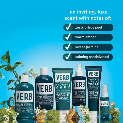 Miniatura 7 de VERB Hydrate Oil - Add Moisture -Increases Shine - Smooth Frizz - Heat Protection for Dry + Frizzy Hair - Amber + Warm Jasmine Scent