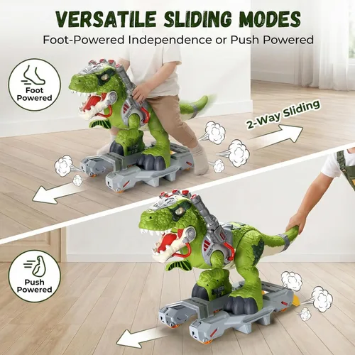 Miniatura 6 de Coches de Dinosaurio Montables para Niños, Juguetes Eléctricos con Música, Luz y Humo, Regalo para Niños de 3 a 5 Años, Patinete para Preescolar