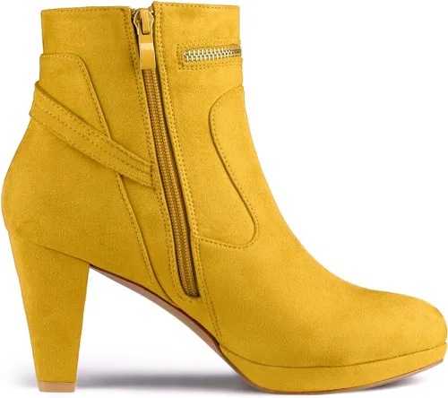 Miniatura 6 de Allegra K Botas de tacón medio con punta redonda para mujer
