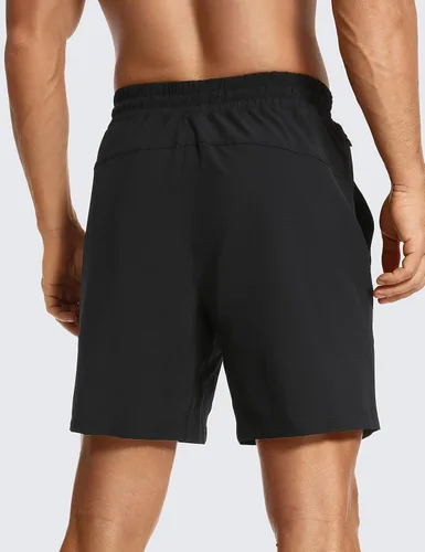 Miniatura 2 de CRZ YOGA Pantalones cortos de entrenamiento sin forro para hombre, 7 pulgadas, secado rápido, para correr, deportes, gimnasio, con bolsillos