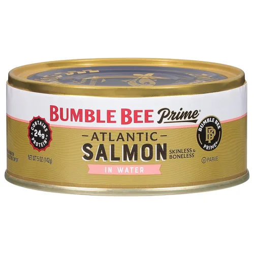 Bumble Bee Prime Atlantic Salmon, lata de 5 onzas - Salmón Premium - 24g de proteína por porción - Sin Gluten y Kosher