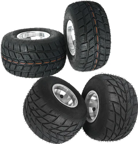 Paquete de 4 neumáticos y llantas Go Kart de 5 pulgadas 10x4.50-5 y 11x7.10-5 neumáticos de 3 pernos Go Kart ruedas delanteras y traseras para