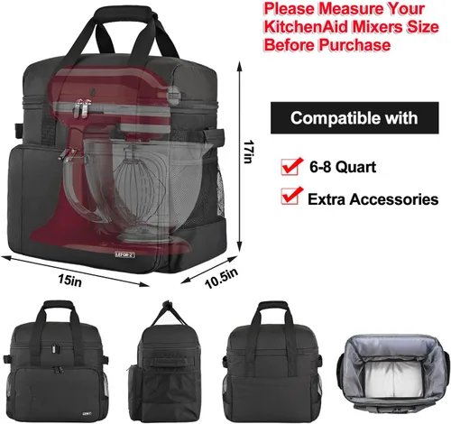 Miniatura 2 de LEFOR·Z Bolsa mezcladora de pie compatible con mezcladores KitchenAid (6-8 cuartos de galón), mezclador acolchado, funda de transporte de viaje