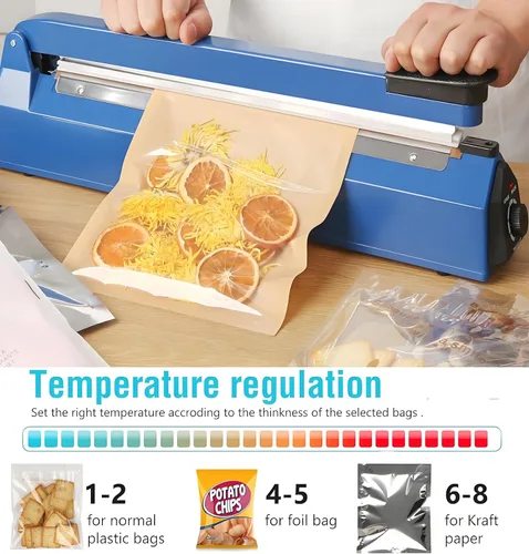 Miniatura 2 de Sellador por impulsos Máquina selladora manual de 16 pulgadas con modo de calefacción ajustable, selladores de bolsas retráctiles ABS para bolsas