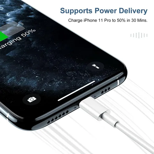 Miniatura 4 de Paquete de 2 cables de carga para iPhone 12 de 10 pies [certificado MFi], cable USB C a Lightning de 10 pies, cable Lightning a tipo C de carga