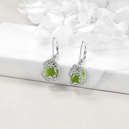 Miniatura 116 de Aretes colgantes con forma de lágrima de filigrana de piedra lunar de plata de ley 925 con cierre de palanca para mujer, regalos de joyería