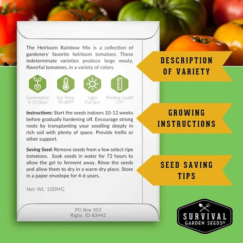 Miniatura 2 de Heirloom Rainbow Mix - Semillas de tomate para plantar, mezcla de semillas coloridas de variedades de reliquia, tomates de jardín de alto
