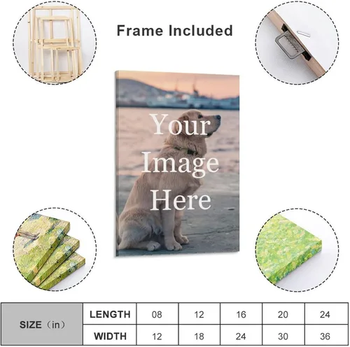 Miniatura 2 de Impresiones en lienzo personalizadas con tus fotos para mascotas/animales, imágenes de lienzo personalizadas para pared a imprimir enmarcadas