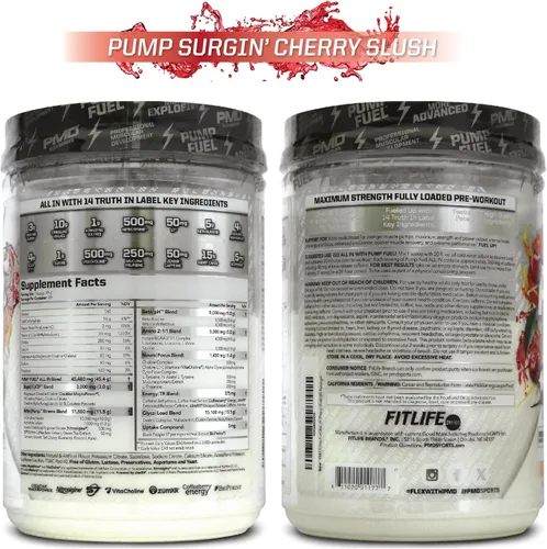 Miniatura 9 de PMD Sports Pump Fuel All in Insanity, Polvo Pre-Entreno Definitivo y Bomba Muscular, Energía de Máxima Fuerza, Concentración, Resistencia