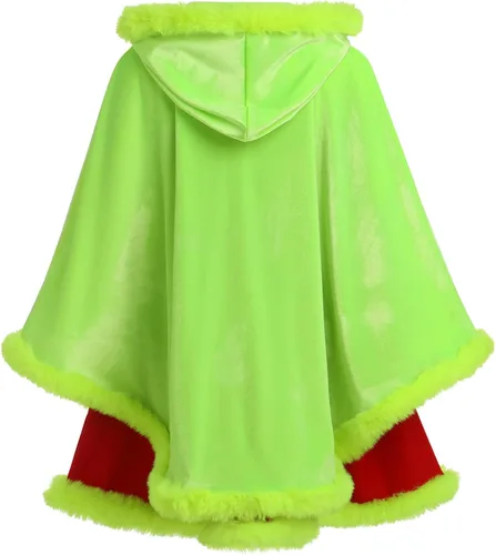 Miniatura 18 de IDOPIP Vestido de fiesta de Navidad para mujeres y niñas, vestido de tutú a cuadros rojos con capa con capucha, disfraz familiar a juego