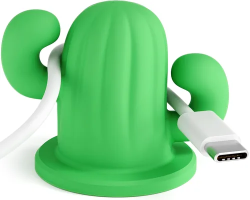 ELETIUO Cactus - Organizador de cables de silicona con adhesivo fuerte, soporte universal para cables para escritorio, hogar, automóvil, organizador