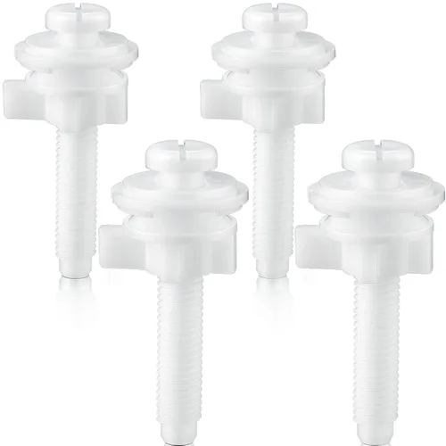 Miniatura 12 de Kit de repuesto de 32 piezas de tornillos para asiento de inodoro Jetec, pernos de plástico con tuercas de plástico y arandelas, kit de piezas